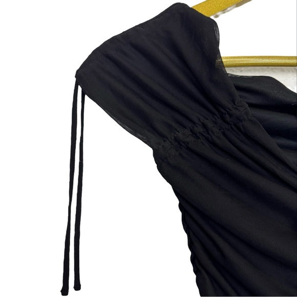 Express Black Mesh Ruched Top Size XS Stretch Whimsigoth Grunge Vamp Witchy Y2K - Picture 5 of 9